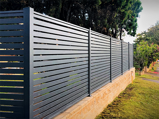 Aluminium Slat Welded Gate 1500mm W x 1800mm H Dark Grey