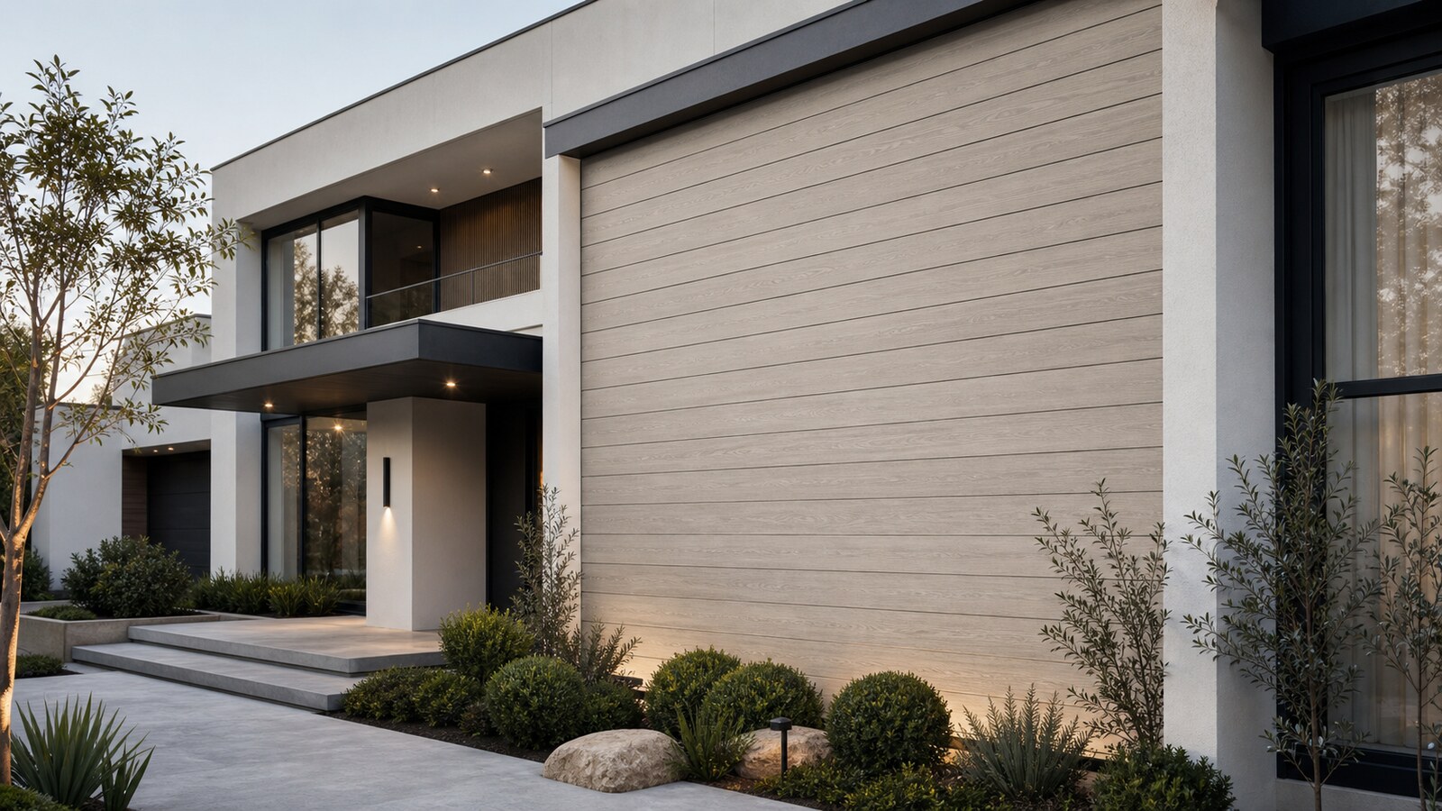Shiplap aluminium cladding shown on a premium exterior facade