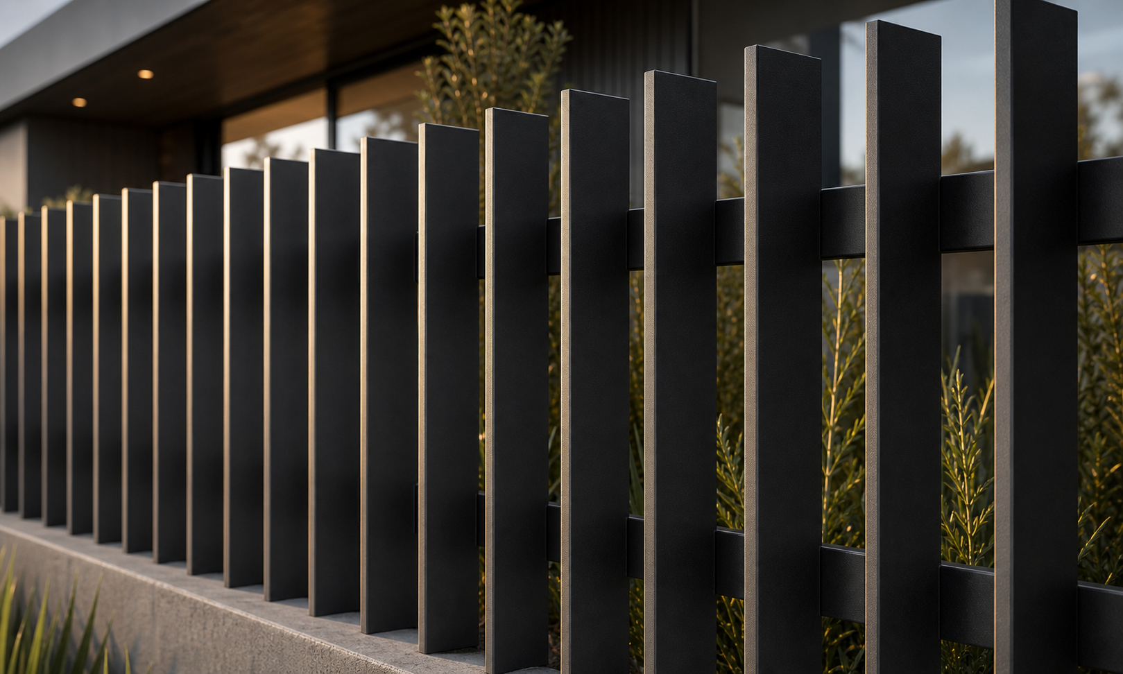 Close view of 65x16mm aluminium blade fence profile