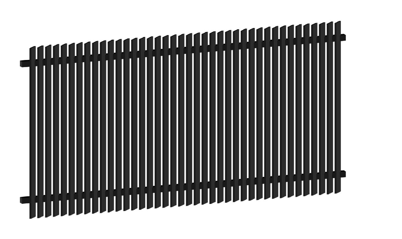 Black aluminium louvre privacy screen product model