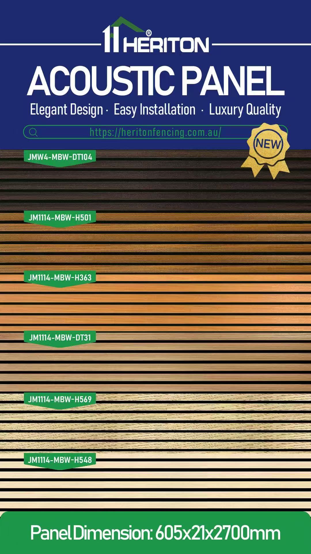 Heriton Acoustic Panel colour sheet with six finish references